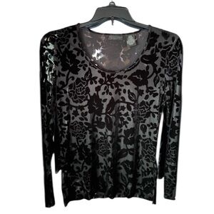 🖤🖤EUC- BLACK FLORAL LIGHT SHEER VERY PRETTY SHIRT🖤🖤 SZ M